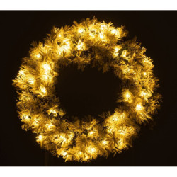 Zasněžený zelený vánoční věnec s led světýlky Snowy green L - Ø 63*13 cm