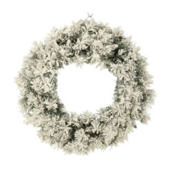 Zasněžený zelený vánoční věnec s led světýlky Snowy green L - Ø 63*13 cm