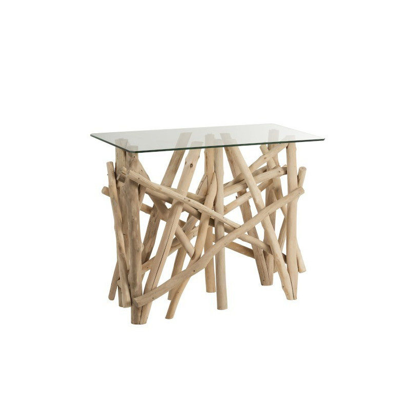 Konzolový dřevěný stůl se skleněnou deskou Branch - 96*47*77cm