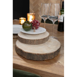 Přírodní hnědá dřevěná podložka/ plát stromu Paulownia S - Ø 25*3 cm