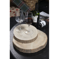 Přírodní hnědá dřevěná podložka/ plát stromu Paulownia S - Ø 25*3 cm