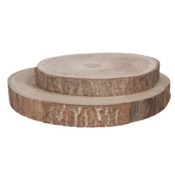 Přírodní hnědá dřevěná podložka/ plát stromu Paulownia S - Ø 25*3 cm