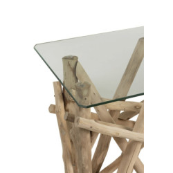 Konzolový dřevěný stůl se skleněnou deskou Branch - 96*47*77cm