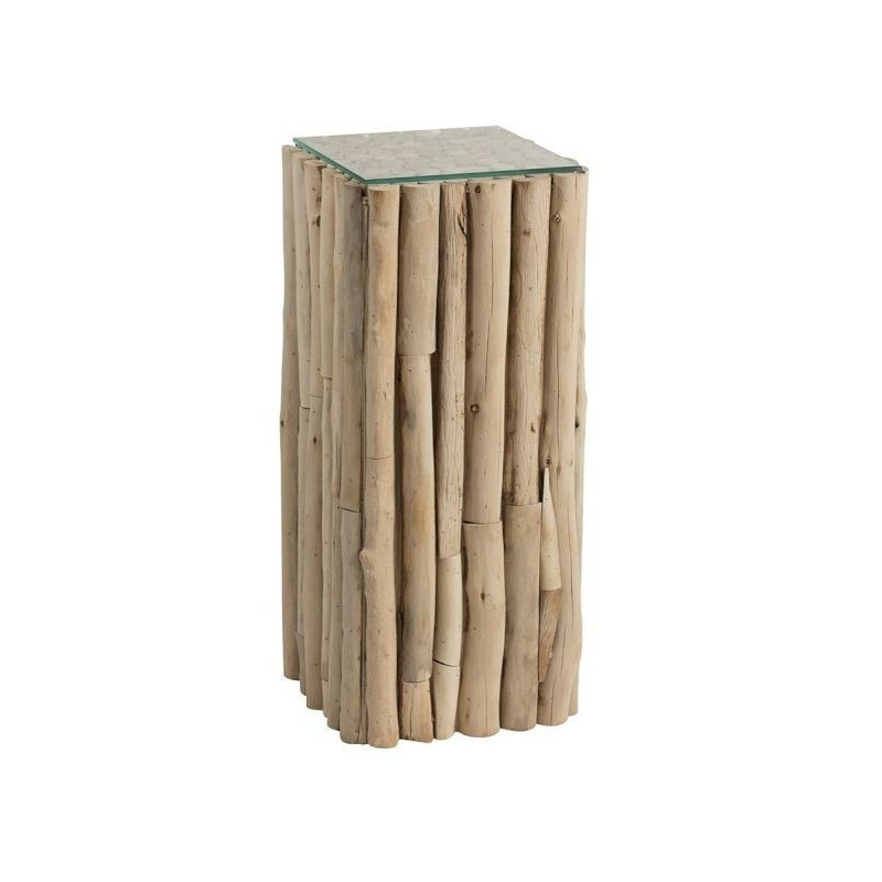 Odkládací dřevěný stolek se skleněnou deskou Branch - 33*33*75cm