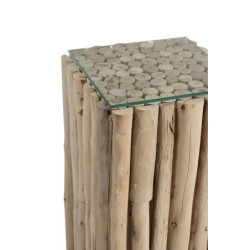 Odkládací dřevěný stolek se skleněnou deskou Branch - 33*33*75cm