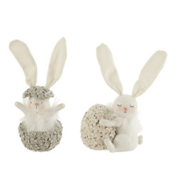 Set 2ks dekorace králíček s květovanými vajíčky - Ø 8*19/ 11*8*18 cm