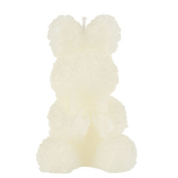 Bílá růžičková svíčka ve tvaru králíčka Rabbi Rose - 7*7*12 cm/ 8h