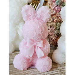 Růžová růžičková svíčka ve tvaru králíčka Rabbi Rose - 7*7*12 cm/ 8h