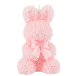 Růžová růžičková svíčka ve tvaru králíčka Rabbi Rose - 7*7*12 cm/ 8h