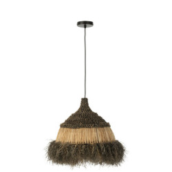 Závěsné černopřírodní ratanové světlo Raffia S - Ø 36*40 cm/ E27