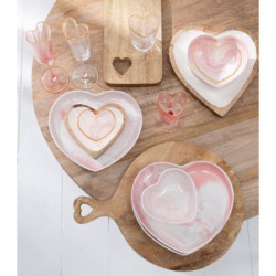 Krémovo-růžový porcelánový talíř ve tvaru srdce Heart -  23*21*3 cm