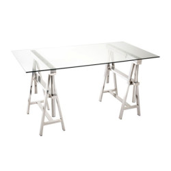 Psací stůl Steel Silver se skleněnou deskou - 150 * 80 * 78 cm