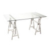 Psací stůl Steel Silver se skleněnou deskou - 150 * 80 * 78 cm