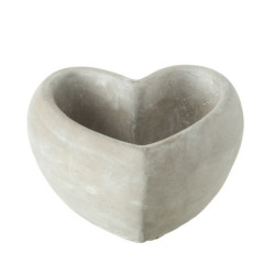 Šedý antik cementový květináč ve tvaru srdce Heart - 16*17*8 cm