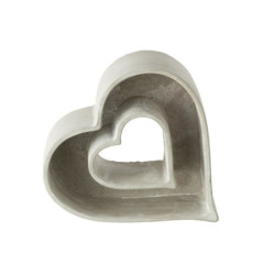 Šedý antik cementový květináč ve tvaru srdce Heart - 22*22*6 cm