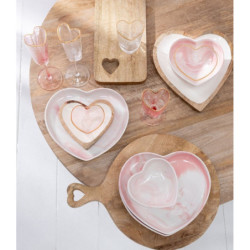 Set 2ks růžová skleněná miska ve tvaru srdce Heart -  15*115*5,5/ 12*12*5 cm