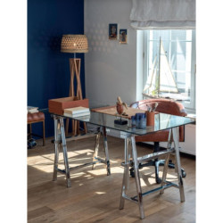 Psací stůl Steel Silver se skleněnou deskou - 150 * 80 * 78 cm
