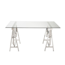 Psací stůl Steel Silver se skleněnou deskou - 150 * 80 * 78 cm