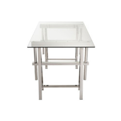 Psací stůl Steel Silver se skleněnou deskou - 150 * 80 * 78 cm