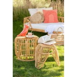 Přírodní ratanový odkládací stolek / stolička Lea Rattan - 44*44*41 cm