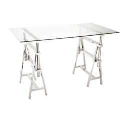 Psací stůl Steel Silver se skleněnou deskou - 150 * 80 * 78 cm