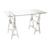 Psací stůl Steel Silver se skleněnou deskou - 150 * 80 * 78 cm