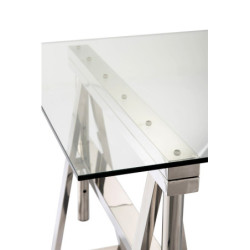 Psací stůl Steel Silver se skleněnou deskou - 150 * 80 * 78 cm