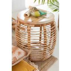 Přírodní ratanový odkládací stolek Ana Rattan Natural - Ø 40*48 cm