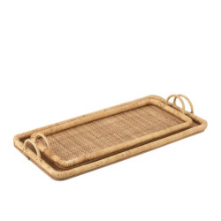 Set 2ks ratanový podnos s uchy Rattan Boom  - 71*36*10/ 61*28*9 cm