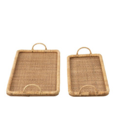 Set 2ks ratanový podnos s uchy Rattan Boom  - 71*36*10/ 61*28*9 cm