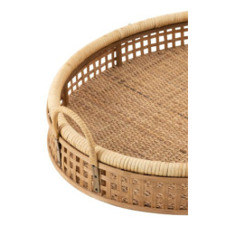 Přírodní oválný ratanovo-bambusový podnos s uchy Rattan Boom  L - 65*52*16 cm