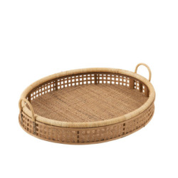 Přírodní oválný ratanovo-bambusový podnos s uchy Rattan Boom  L - 65*52*16 cm