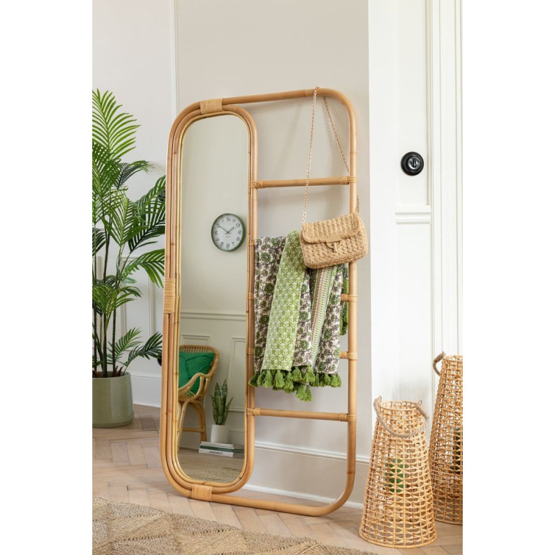 Přírodní ratanové zrcadlo se žebříkem Ellen Rattan Natural - 80*3*152cm
