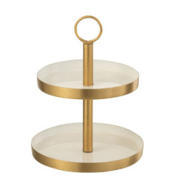 Bílo - zlatý 2-patrový etažér Mini Cake - Ø 13*17 cm