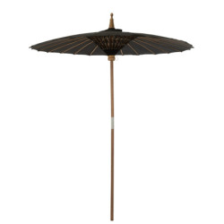 Černý slunečník s dřevěnou tyčí Lorie Wood - ∅ 200*260 cm