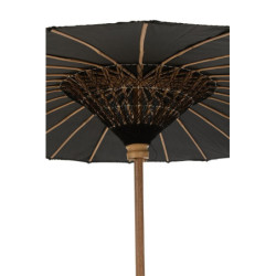 Černý slunečník s dřevěnou tyčí Lorie Wood - ∅ 200*260 cm