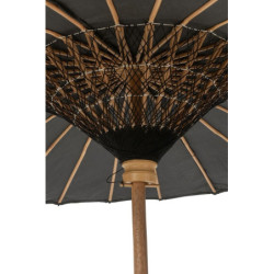 Černý slunečník s dřevěnou tyčí Lorie Wood - ∅ 200*260 cm