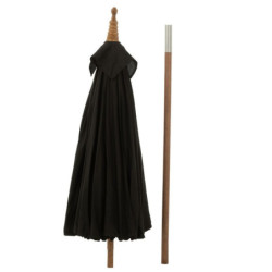 Černý slunečník s dřevěnou tyčí Lorie Wood - ∅ 200*260 cm