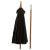 Černý slunečník s dřevěnou tyčí Lorie Wood - ∅ 200*260 cm