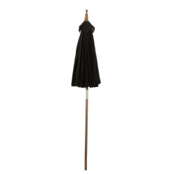 Černý slunečník s dřevěnou tyčí Lorie Wood - ∅ 200*260 cm