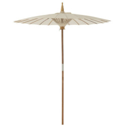 Béžový slunečník s dřevěnou tyčí Lorie Wood - ∅ 200*260 cm
