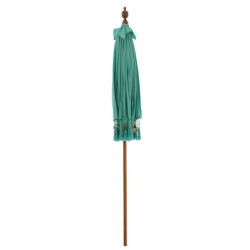 Modrý slunečník s třásněmi a dřevěnou tyčí Dayu Wood - ∅ 200*260 cm