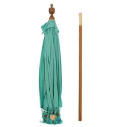 Modrý slunečník s třásněmi a dřevěnou tyčí Dayu Wood - ∅ 200*260 cm