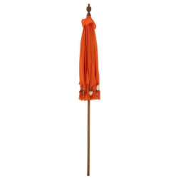 Oranžový slunečník s třásněmi a dřevěnou tyčí Dayu Wood - ∅ 200*260 cm