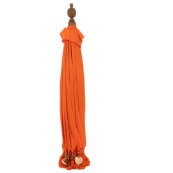 Oranžový slunečník s třásněmi a dřevěnou tyčí Dayu Wood - ∅ 200*260 cm