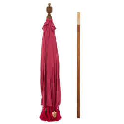 Růžový slunečník s třásněmi a dřevěnou tyčí Dayu Wood - ∅ 200*260 cm