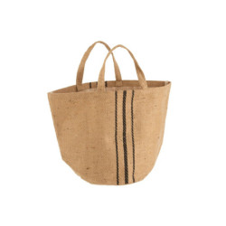 Plážová jutová taška s černými pruhy Beach Bag Jute - 40*28*52 cm