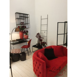 Černý kovový věšák na textil žebřík  - 50*220 cm