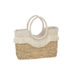 Plážová taška z mořské trávy s krajkou Beach Bag Lace - 59*16*30 cm