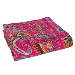 Veliká růžová bavlněná plážová deka s prošíváním Beach Plaid - 270*220*0,5 cm